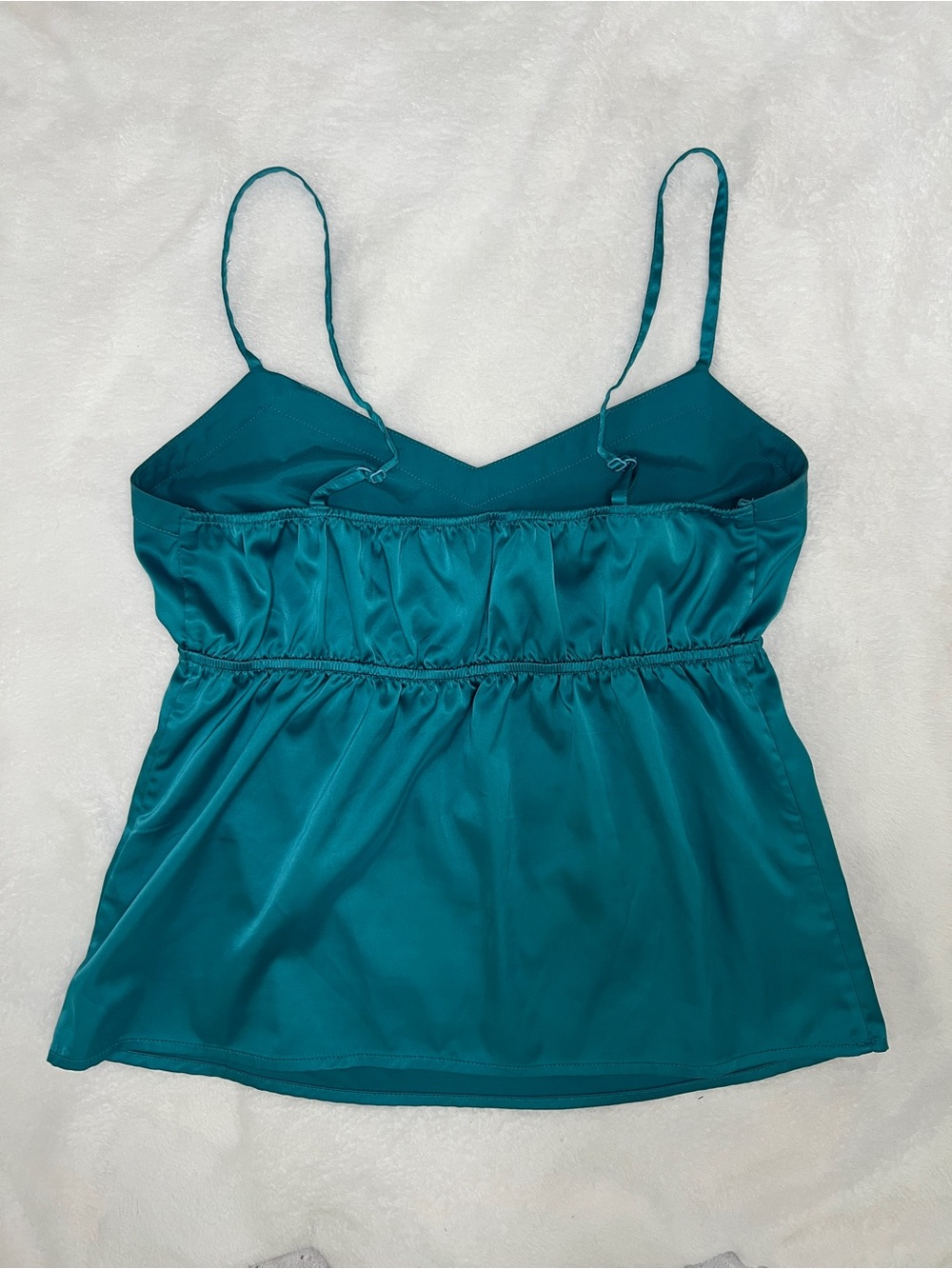 Teal 100% Silk Cami Babydoll top - Picture 3 of 4